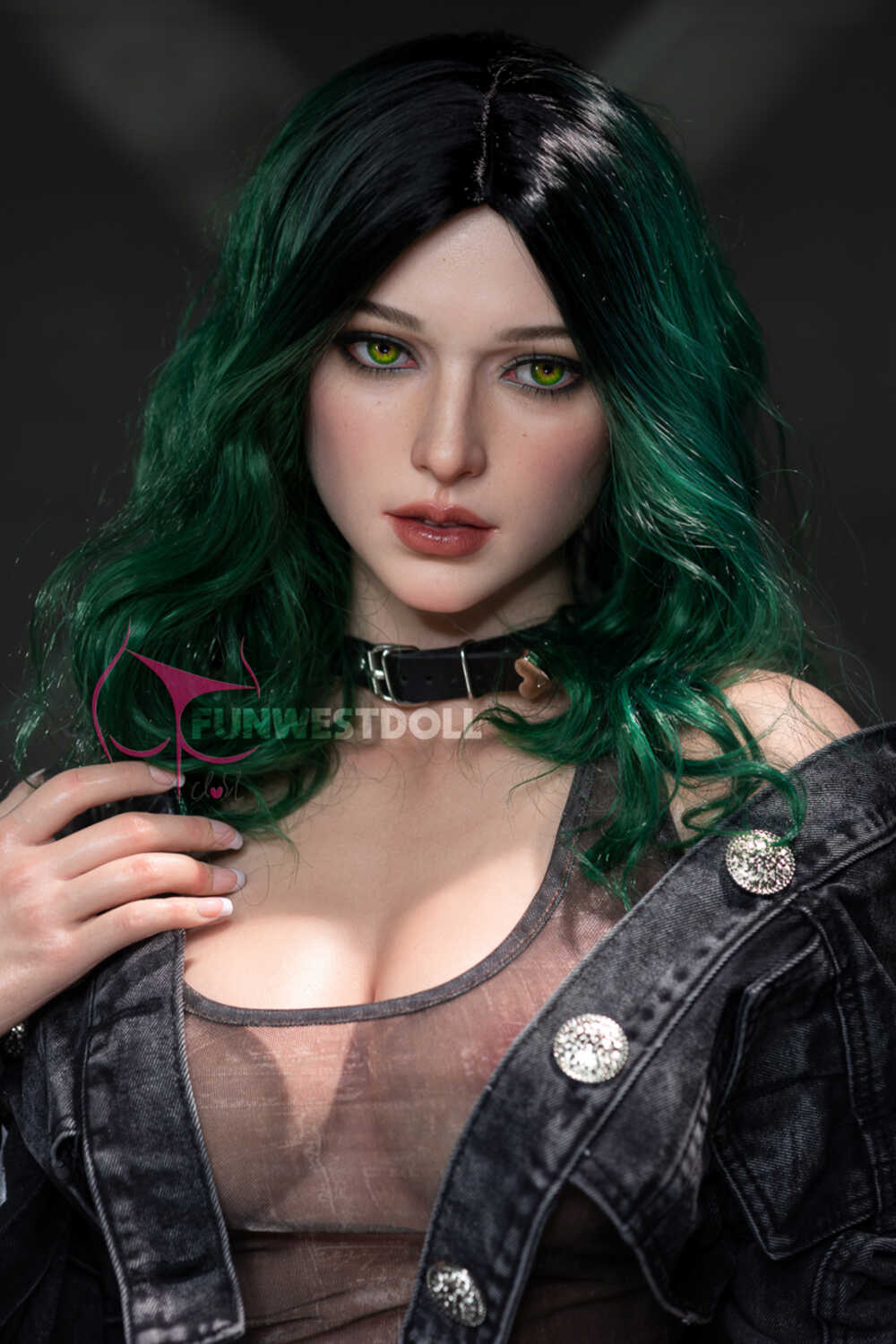 Alexa by FunWest Dolls, face portrait against dark background