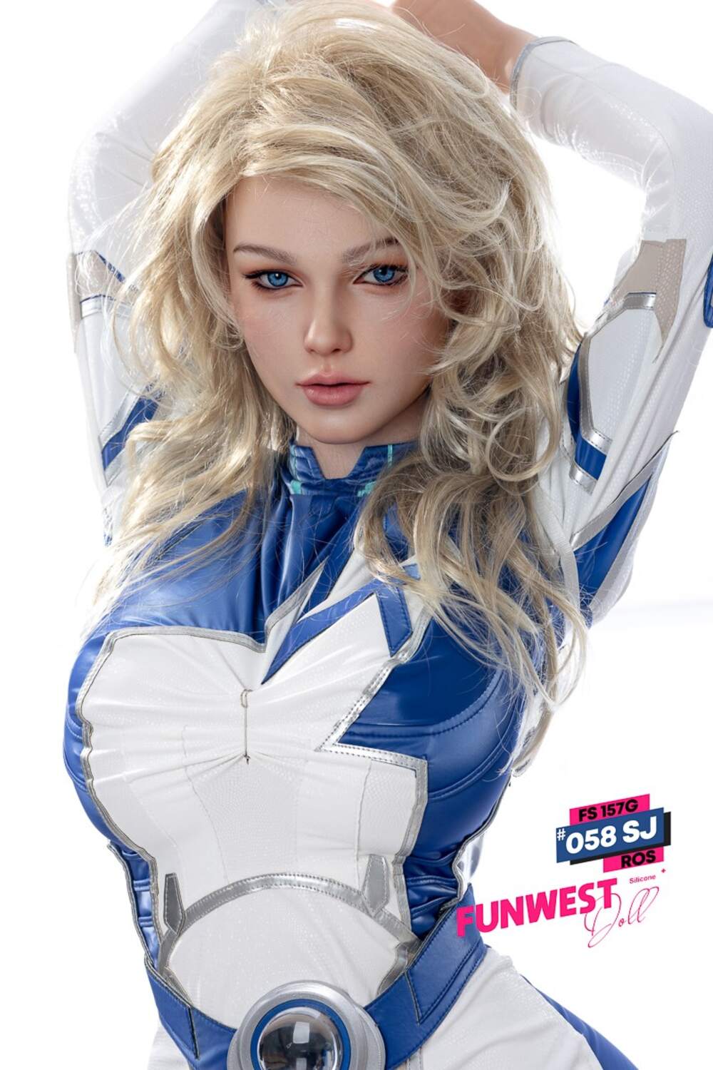 Eloise by FunWest Dolls, portrait with both arms raised