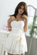 Skylar by FunWest Dolls, white lace-trim dress in a bright interior