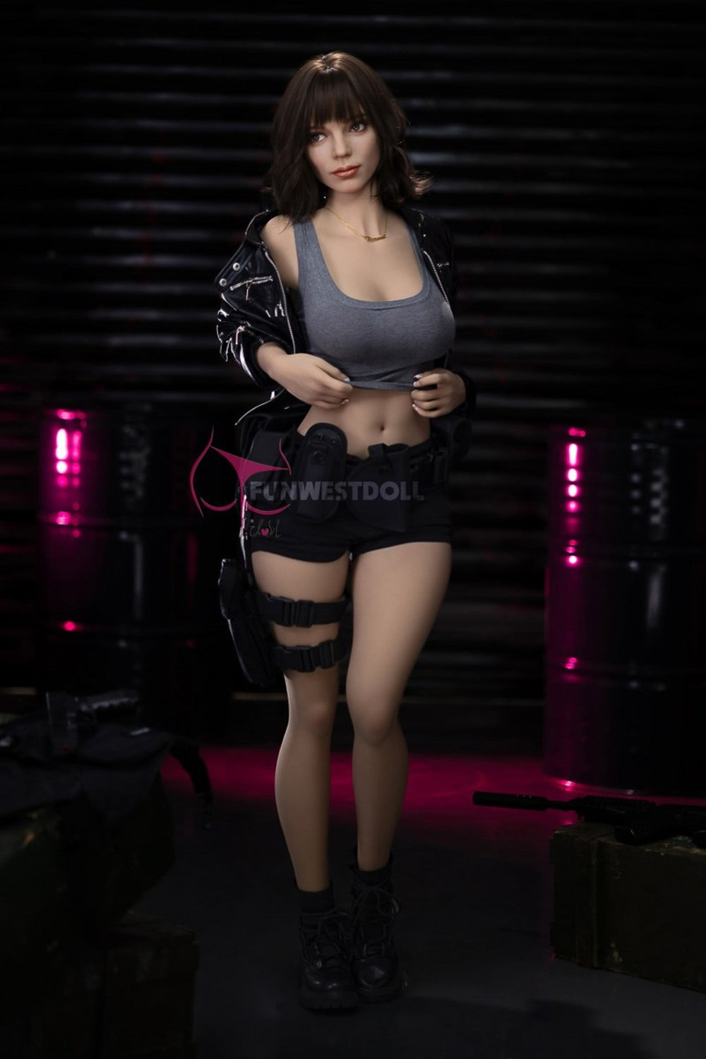 Eve by FunWest Dolls, full standing view in black boots