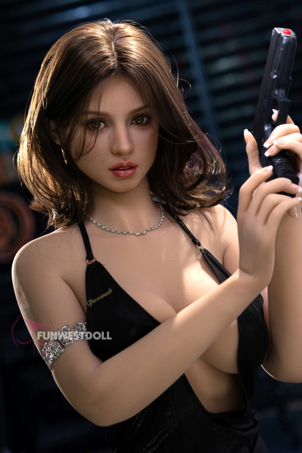 Lyra by FunWest Dolls, portrait holding a costume prop