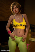Jasmine by FunWest Dolls, front portrait in yellow and lime sportswear