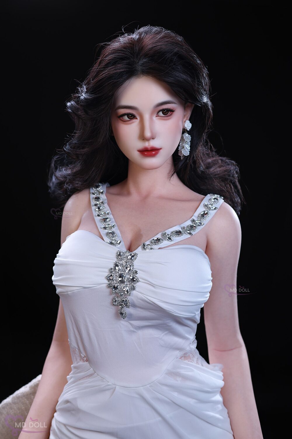 MD Doll Close portrait of Judy showing the embellished neckline