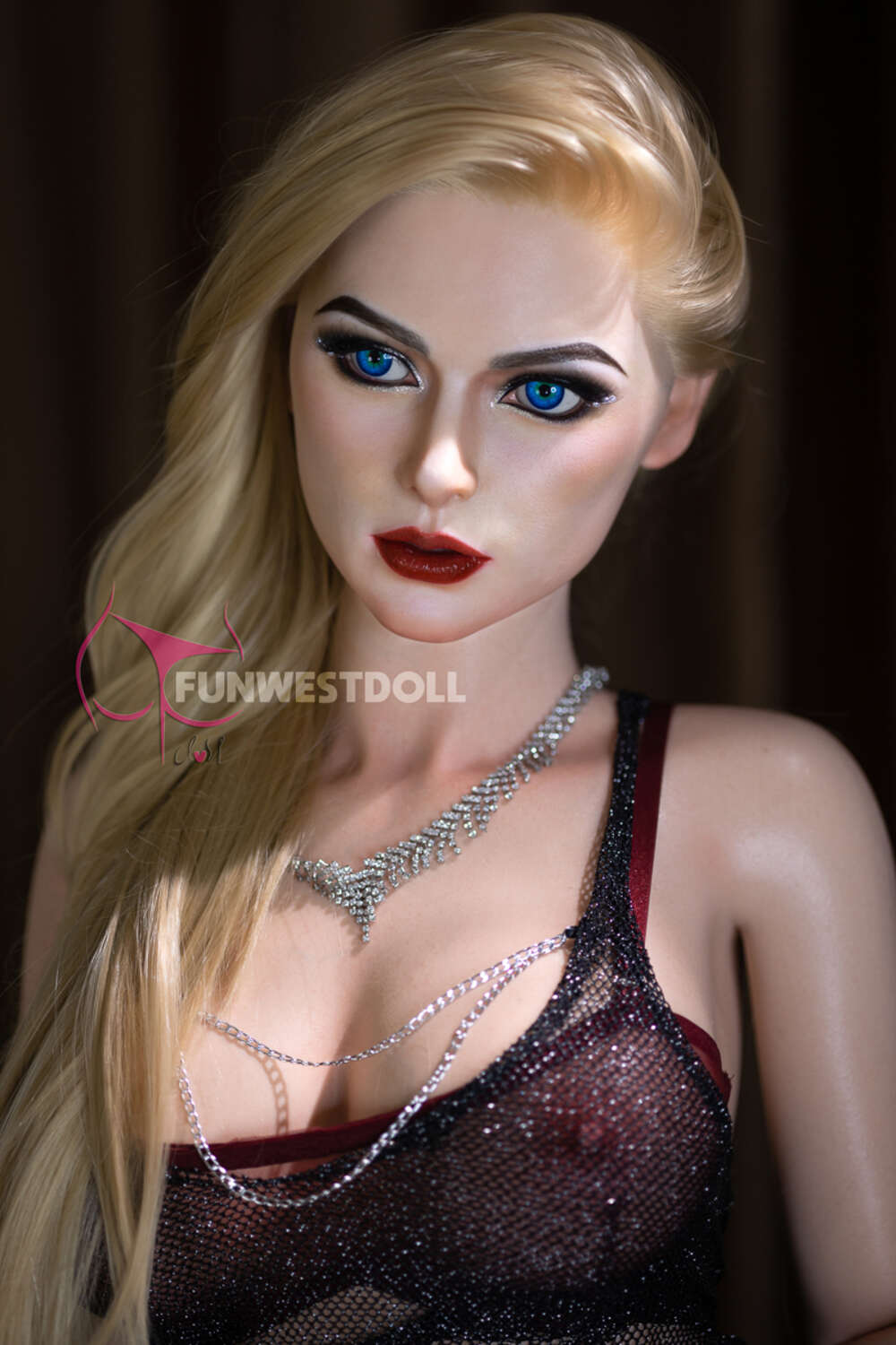 Alexa by FunWest Dolls, close face portrait with blue eyes