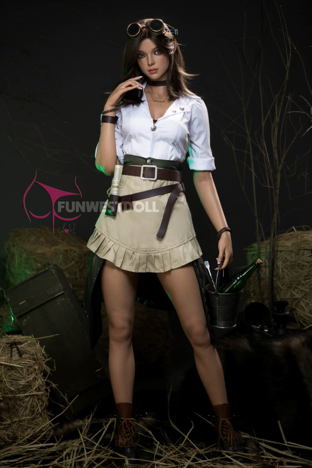 Lexie by FunWest Dolls, full standing view with goggles