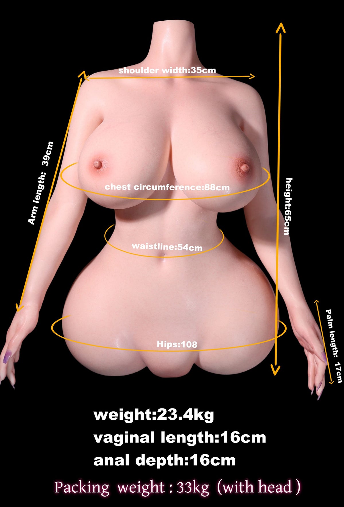 MD Doll Amanda T02 Silicone Torso with Head M67 (Bronze skin) - In Stock US