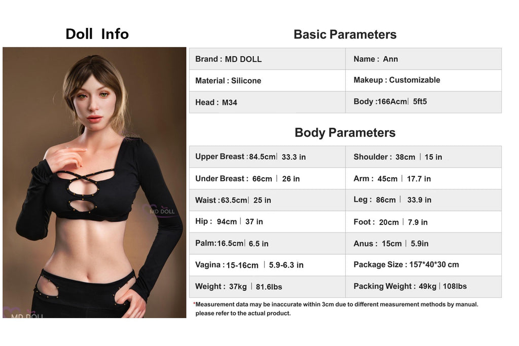 MD Doll Ann 166cm D-Cup Silicone Companion Doll (Natural skin, Movable Eyelids) - In Stock US