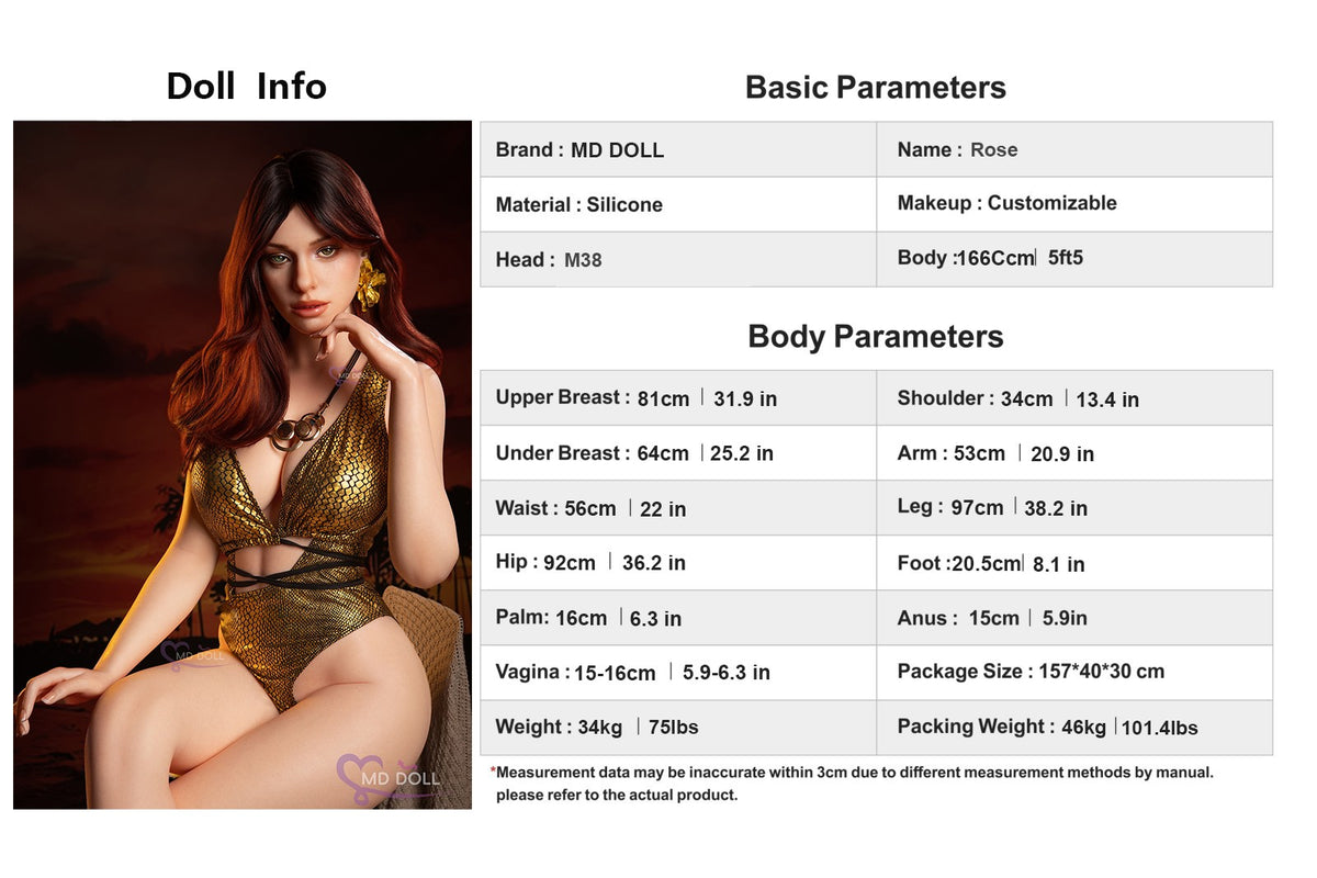 MD Doll Rose 166cm D-Cup Silicone Companion Doll - In Stock US