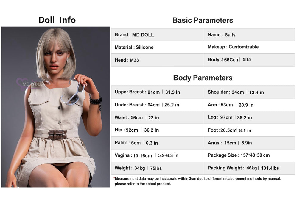MD Doll Sally 166cm D-Cup Silicone Companion Doll (Light tan skin) - In Stock US