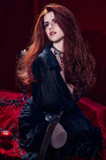 Erovenus Selene silicone torso with auburn hair and black gothic styling, front portrait