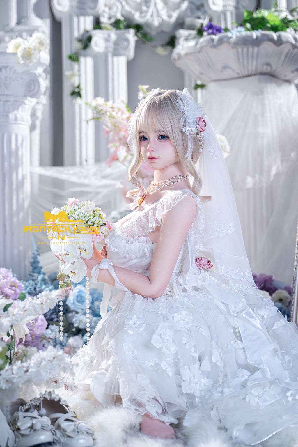 Irontech Momo Bridal 154cm E-Cup silicone companion doll with blonde hair, photo 2