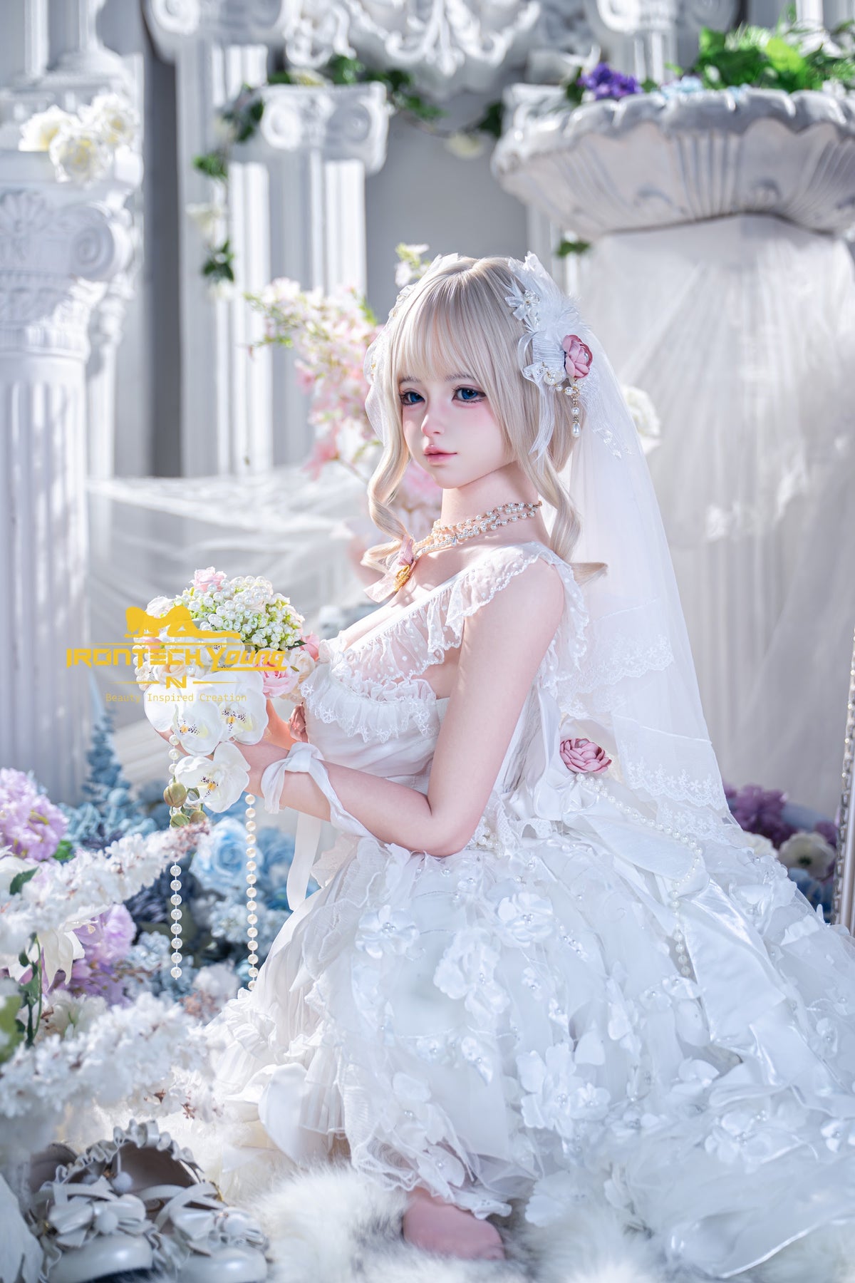 Irontech Momo Bridal 154cm E-Cup silicone companion doll with blonde hair, photo 2