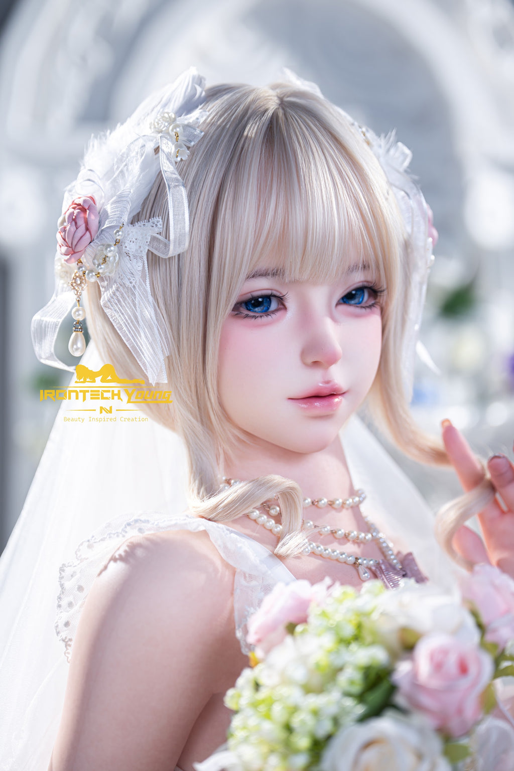 Irontech Momo Bridal 154cm E-Cup silicone companion doll with blonde hair, photo 5
