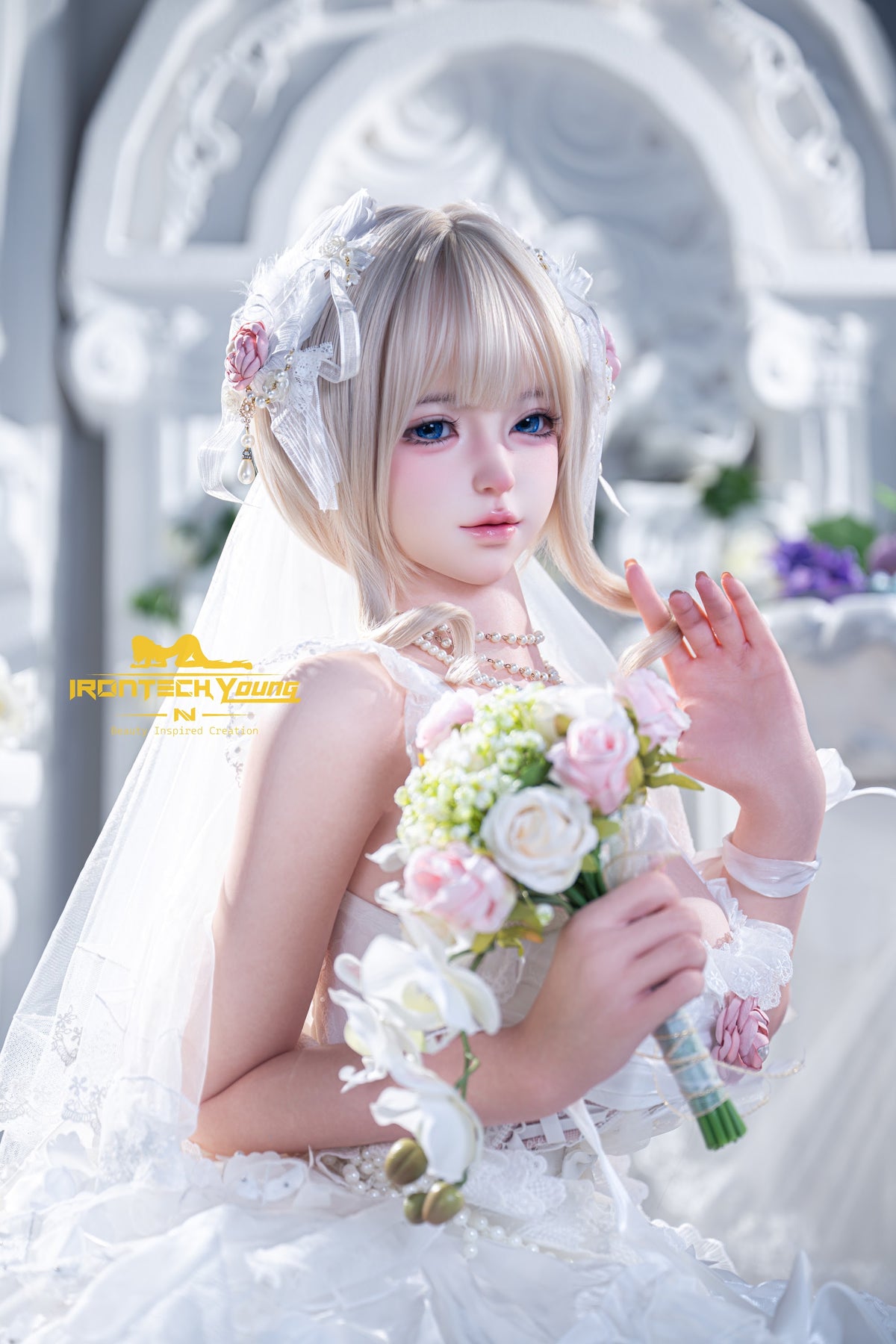 Irontech Momo Bridal 154cm E-Cup silicone companion doll with blonde hair, photo 7