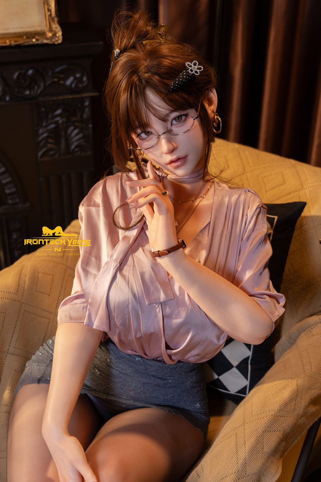 Irontech Sia Graceful Secretary 165cm E-Cup silicone companion doll with brunette hair, photo 2